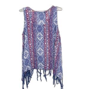 Chic Souls Tribal Pattern Fringe Sleeveless Top 1X RM-C